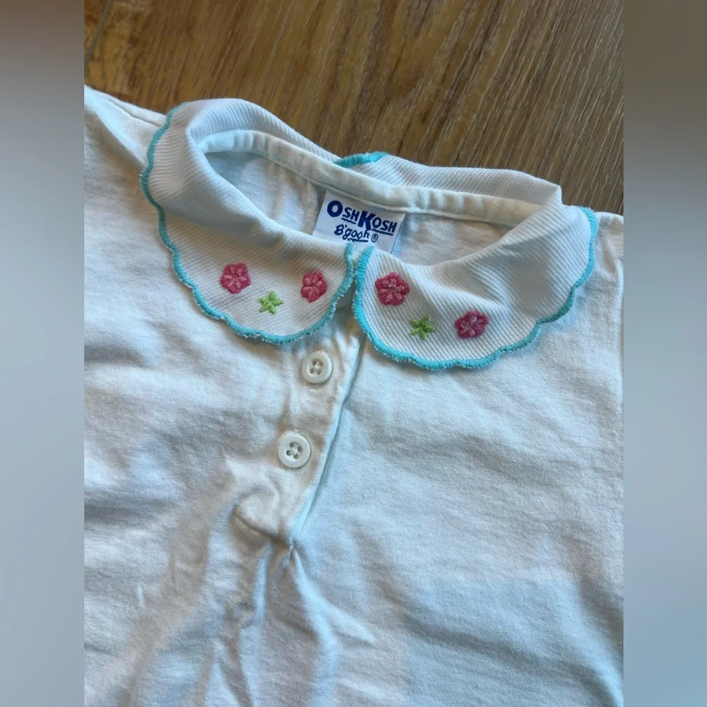 OshKosh B’gosh Embroidered Collar Puff Sleeve Top Shirt Size 4T Vintage Charm